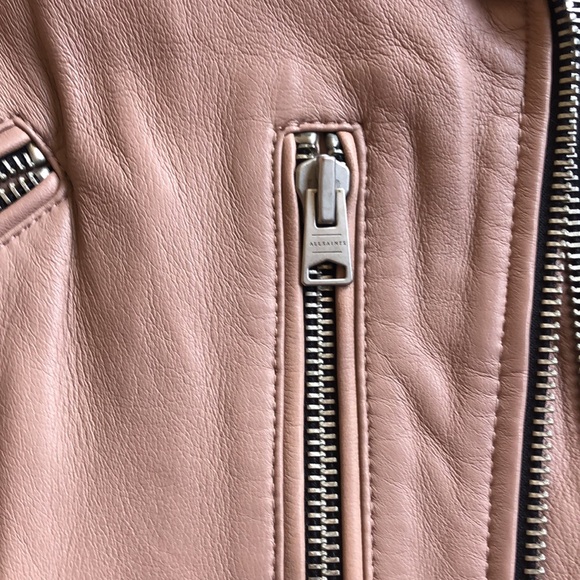 NWOT All Saints Pink Balfern Leather Jacket - Picture 3 of 5